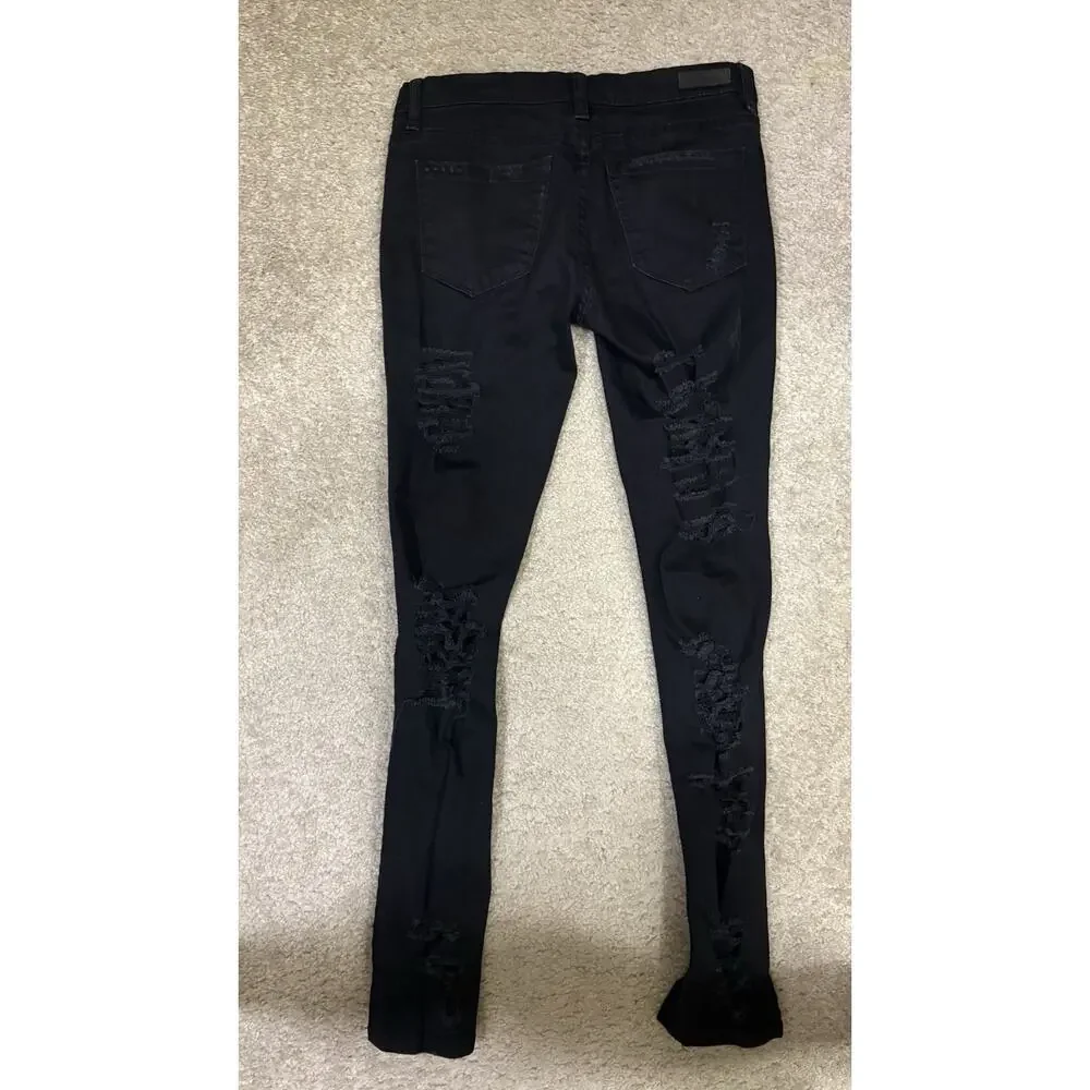 BLANKNYC Black Heavily Distressed Ripped Skinny Jeans 🖤 Size 27